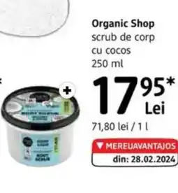 DM Organic Shop scrub de corp cu cocos Ofertă