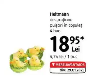 DM Heitmann decoraţiune puişori în coşuleţ Ofertă