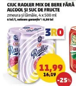 Penny Ciuc radler mix de bere fără alcool și suc de fructe zmeura şi lămâie Ofertă