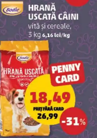 Penny Hrană uscată câini vită şi cereale Ofertă