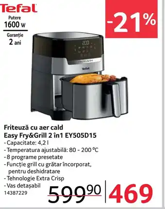 Selgros TEFAL Friteuză cu aer cald Easy Fry&Grill 2 în 1 EY505D15 Ofertă