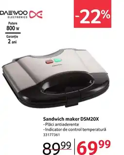 Selgros DAEWOO Sandwich maker DSM20X Ofertă