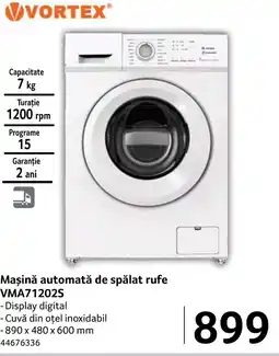 Selgros VORTEX Maşină automată de spălat rufe VMA71202S Ofertă