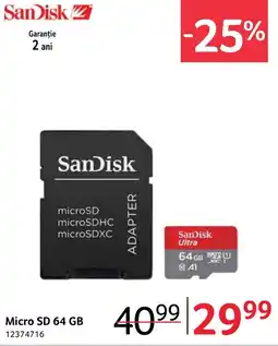 Selgros SanDisk Micro SD 64 GB Ofertă