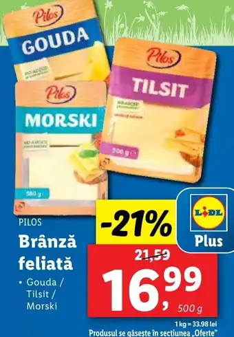 Lidl PILOS Brânză feliată Ofertă