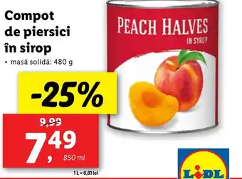 Lidl Compot de piersici în sirop Ofertă