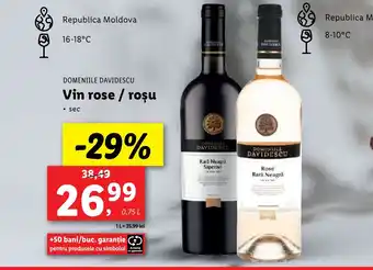 Lidl DOMENIILE DAVIDESCU Vin rose / roșu Ofertă