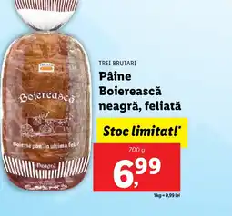 Lidl TREI BRUTARI Pâine Boierească neagră, feliată Ofertă