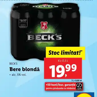 Lidl BECK'S Bere blondǎ Ofertă