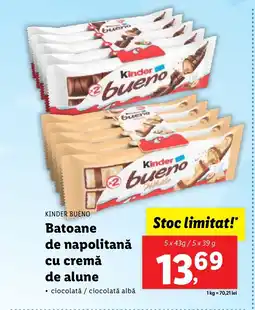 Lidl KINDER Bueno Batoane de napolitană cu cremă de alune Ofertă