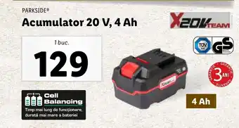 Lidl PARKSIDE® Acumulator 20 V, 4 Ah Ofertă