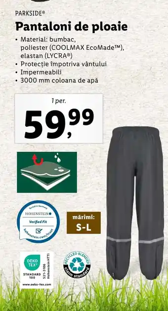 Lidl PARKSIDE® Pantaloni de ploaie Ofertă