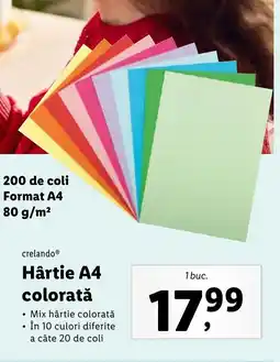 Lidl CrelandoⓇ Hârtie A4 colorată Ofertă