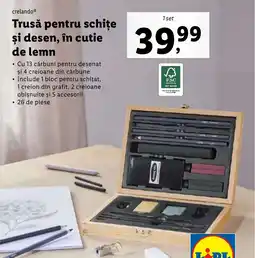 Lidl CrelandoⓇ Trusă pentru schițe şi desen, în cutie de lemn Ofertă