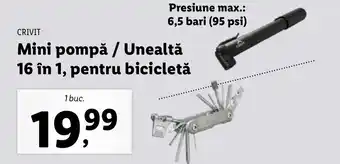 Lidl CRIVIT Mini pompă / Unealtă 16 în 1, pentru bicicletă Ofertă