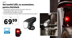 Lidl CRIVIT Set lumini LED, cu acumulator, pentru bicicletă Ofertă