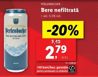 Lidl PERLENBACHER Bere nefiltratǎ Ofertă