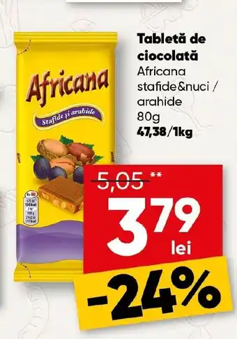 PROFI Tabletă de ciocolată Africana stafide &nuci / arahide Ofertă