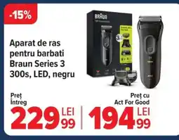 Carrefour Aparat de ras pentru barbati Braun Series 3 300s, LED, negru Ofertă