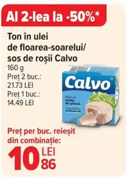 Carrefour Ton în ulei de floarea-soarelui/ sos de roşii Calvo Ofertă