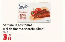 Carrefour Sardine în sos tomat / ulei de floarea-soarelui Simpl Ofertă