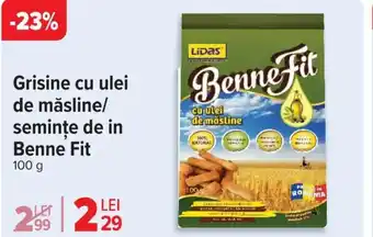 Carrefour Grisine cu ulei de măsline/ semințe de in Benne Fit Ofertă