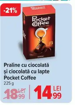 Carrefour Praline cu ciocolată şi ciocolată cu lapte Pocket Coffee Ofertă