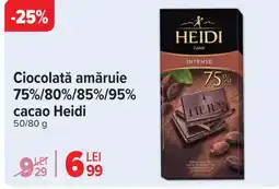 Carrefour Ciocolată amăruie 75%/80%/85%/95% cacao Heidi Ofertă