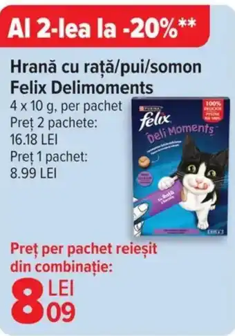 Carrefour Hrană cu rațǎ/pui/somon Felix Delimoments Ofertă