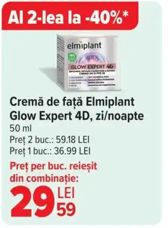 Carrefour Cremă de faţă Elmiplant Glow Expert 4D, zi/noapte Ofertă