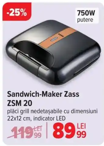 Carrefour Sandwich-Maker Zass ZSM 20 Ofertă