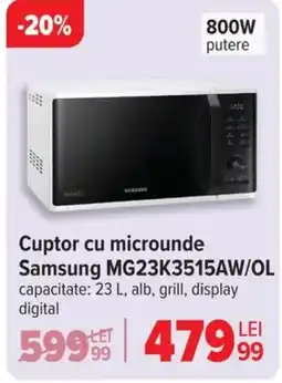 Carrefour Cuptor cu microunde Samsung MG23K3515AW/OL Ofertă