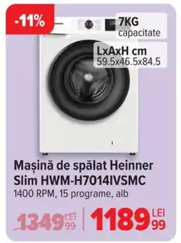 Carrefour Maşină de spălat Heinner Slim HWM-H7014IVSMC Ofertă