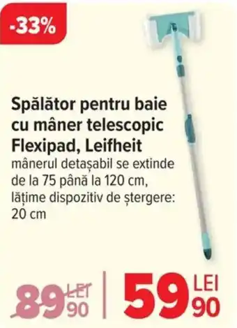 Carrefour Spălător pentru baie cu mâner telescopic Flexipad, Leifheit Ofertă