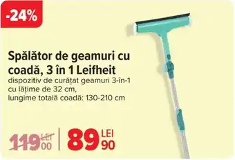 Carrefour Spălător de geamuri cu coadă, 3 în 1 Leifheit Ofertă