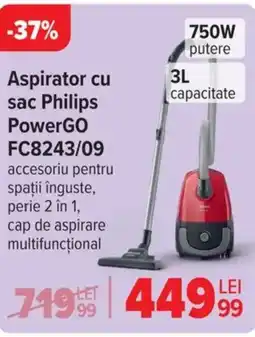 Carrefour Aspirator cu sac Philips PowerGO FC8243/09 Ofertă