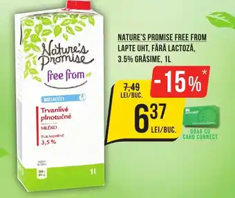 Mega Image NATURE'S PROMISE FREE FROM Lapte uht, fără lactoză, 3.5% grăsime Ofertă