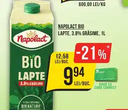 Mega Image NAPOLACT Bio Lapte, 3.8% grăsime Ofertă