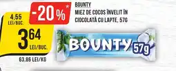 Mega Image BOUNTY Miez de cocos învelit în ciocolată cu lapte Ofertă