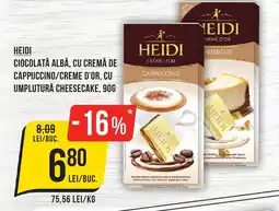 Mega Image HEIDI Ciocolată albă, cu cremă de cappuccino/creme D'OR Ofertă