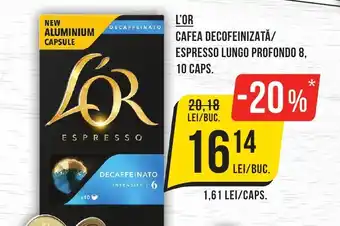 Mega Image L'OR Cafea decofeinizată/ espresso lungo profondo Ofertă