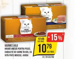 Mega Image GOURMET GOLD Hrană umedă pentru pisici, cubuleţe de carne în sos Ofertă