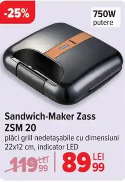 Carrefour Sandwich-Maker Zass ZSM 20 Ofertă