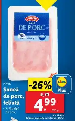 Lidl Șuncă de porc feliată Ofertă