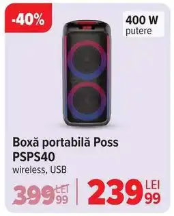 Carrefour Boxă portabilă Poss PSPS40 Ofertă