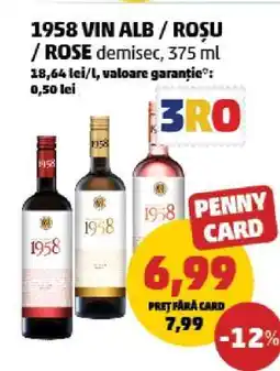 Penny 1958 VIN ALB / ROȘU / ROSE demisec, 375 ml Ofertă