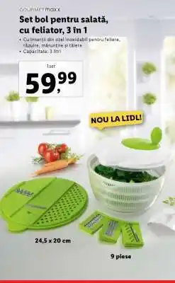 Lidl Set bol pentru salată, cu feliator, 3 în 1 Ofertă