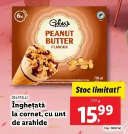 Lidl Gelatelli Înghețată la cornet, cu unt de arahide Ofertă