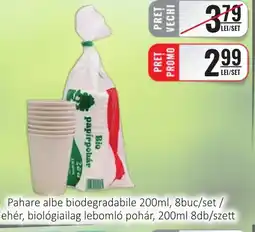 CBA Pahare albe biodegradabile Ofertă