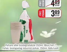 CBA Pahare albe biodegradabile Ofertă